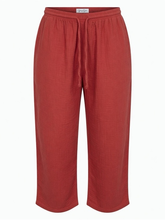 Jessica Simpson Pants - Jessica Simpson Terracotta Drawstring Wide-Leg Capri Pants